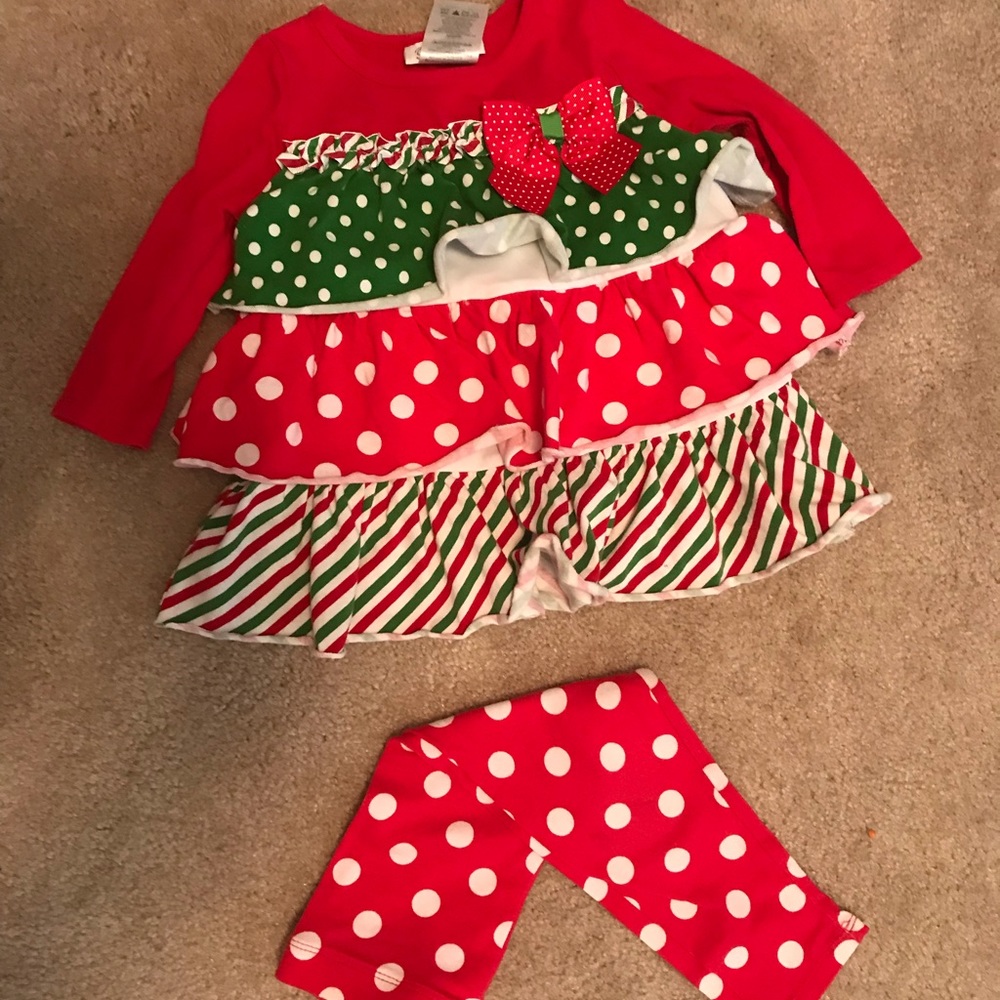 Christmas ruffle top and leggings set